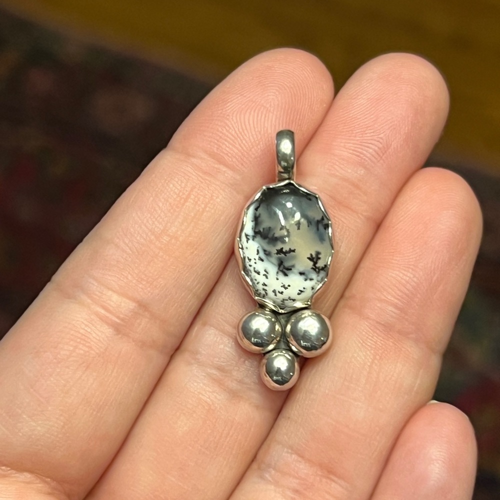 Dendritic Opal sterling silver pendant